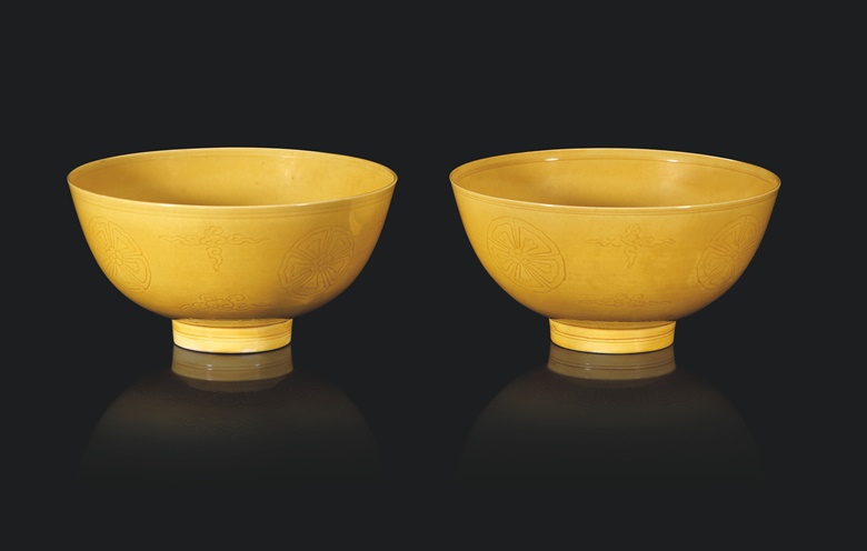 A pair of yellow porcelain bowls, Qing dynasty, Kangxi period (1662-1722). Diameter 12 cm (4¾ in). Estimate €60,000-80,000. Offered in From Beijing to Versailles, the V.W.S. collection on 13-14 December at Christie’s in Paris