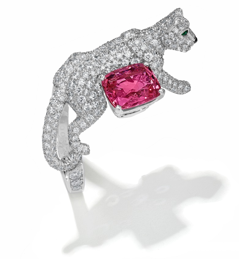 Cartier coloured sapphire, multi-gem and diamond ‘Panthère’ ring. Sold for $69,300 in Jewels Online on 8 December 2022 at Christie’s online