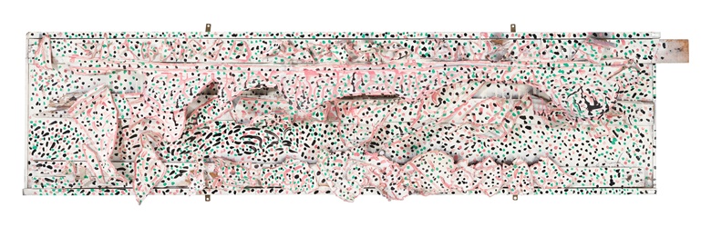Thornton Dial (1928-2016), The Hills and Mountains of Vietnam, 1987. Mixed media including painted sheet metal and wood 24¼ x 98½ in. Sold for $32,760 in Outsider and Vernacular Art on 18 January 2023 at Christies New York