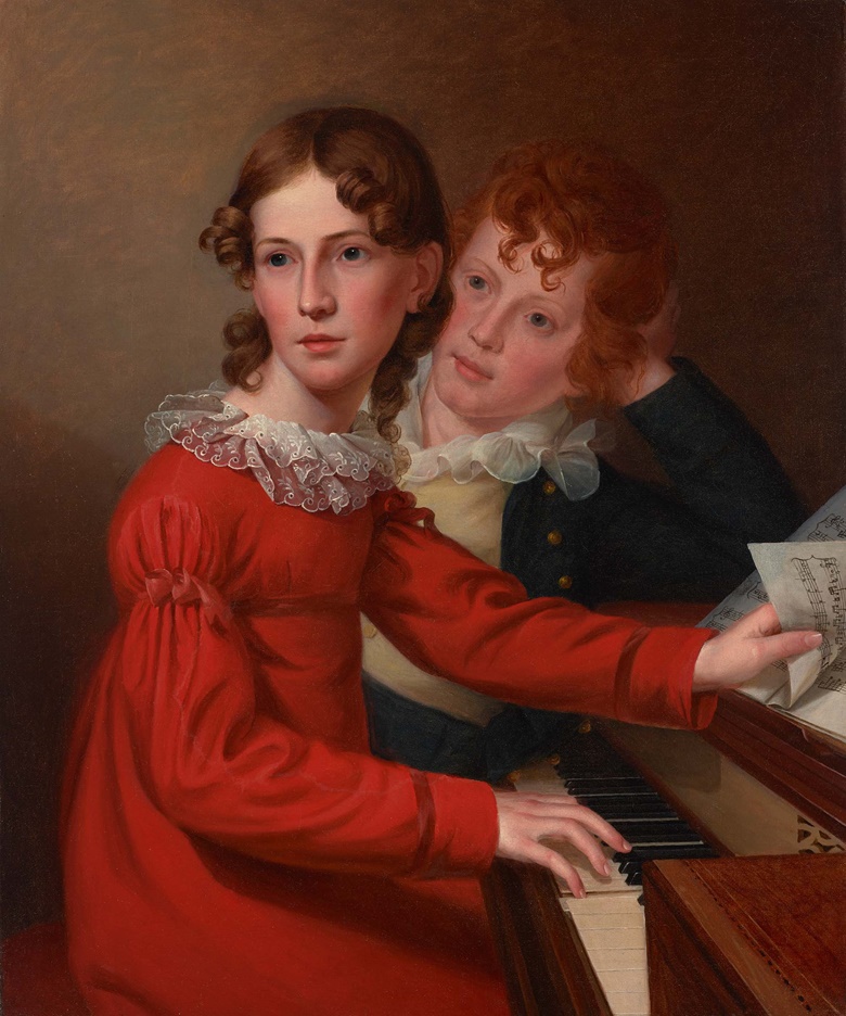 James Peale (1749-1831), Mary Jane Simes and her brother Edgar C. Simes. Oil on canvas. 29¼ x 24⅛ in (74.3 x 61.3 cm). Sold for $100,800 in From Peale to Peto American Masters from the Pollack Collection on 19 January at Christies in New York