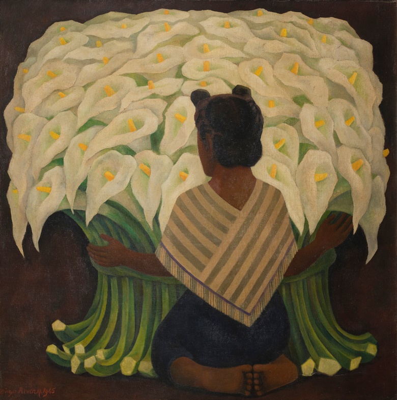 Diego Rivera (1886-1957), Woman with Calla Lilies, 1945. Oil on masonite, 47 ⅝ x 47 ½ in (120.9 x 120.6 cm). Private collection, U.S.A, courtesy of Galeria Interart