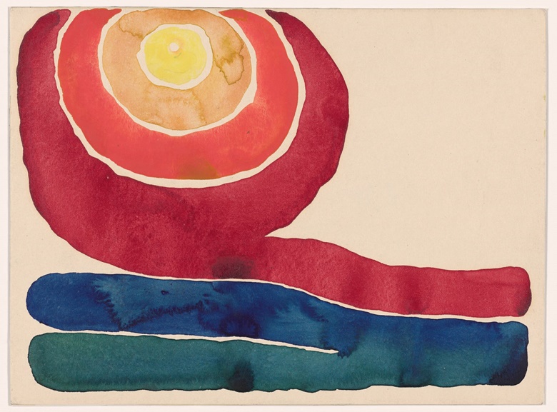 Georgia OKeeffe (1887-1986), Evening Star No. III, 1917. Watercolour on paper mounted on board, 8 ⅞ x 11 ⅞ in (22.7 x 30.4 cm). The Museum of Modern Art, New York. Gift of Mr. and Mrs. Donald B. Straus Fund, 1958