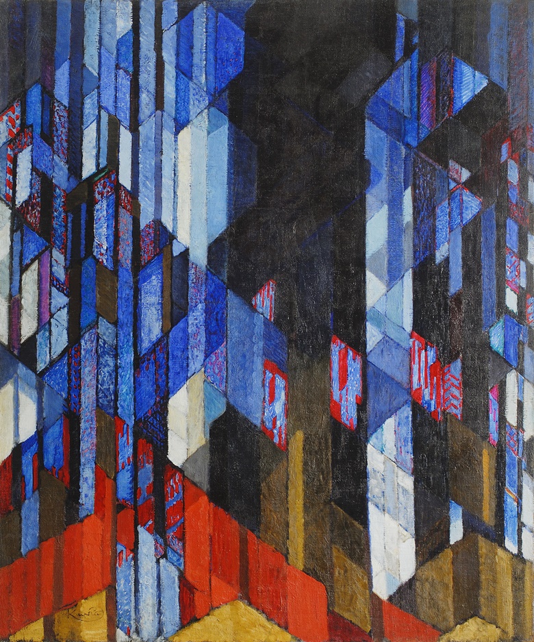František Kupka, The Cathedral, 1912-13. Oil on canvas. 180 x 150 cm. Museum Kampa — The Jan and Meda Mládek Foundation. Artwork © František Kupka, DACS 2023. Photo © Oto Palán