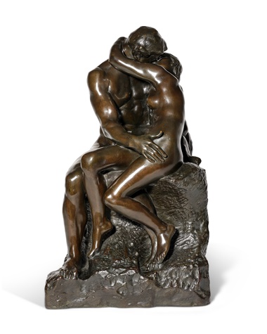 Auguste Rodin (1840-1917), Baiser (The Kiss), 2ème réduction, conceived in 1886, this reduction in 1904. Bronze with dark brown patina. Height 23⅝ in (60 cm). This example cast in bronze by Leblanc-Barbedienne between circa 1914 and 1918. Sold for £592,200 on 3 March 2023 at Christie’s in London