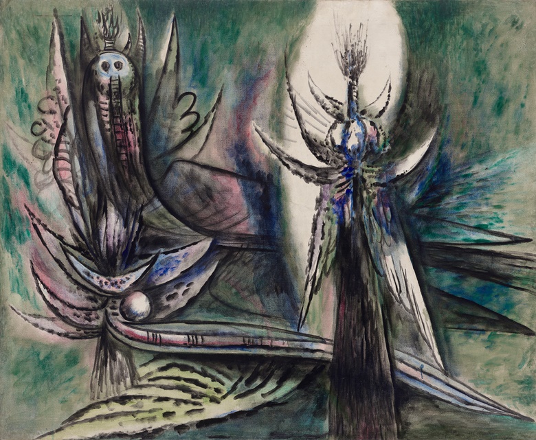 Wifredo Lam (1902-1982), Damballah, circa 1947. Oil on canvas. 49¼ x 60¼ in (125 x 153 cm). Available through Christie’s Private Sales. Price on request