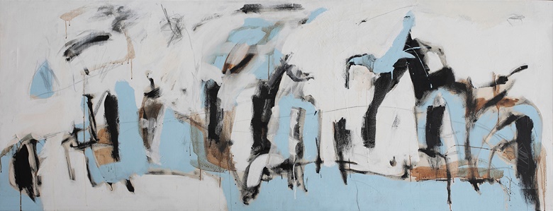 Barry Kamen, After the Flood, from the ‘Caged Waits’ series (1991-93). Acrylic, coffee and graphite on board. 82.2 x 218.2 cm. Photo Mark Brumell