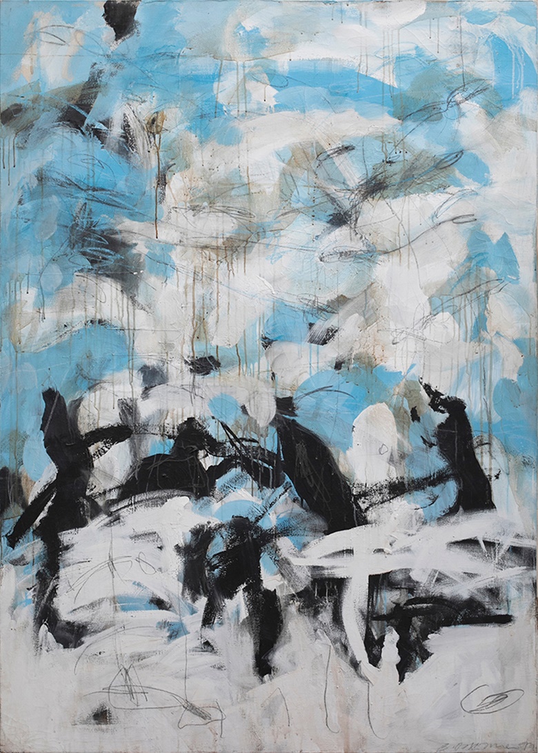 Barry Kamen, Untitled, 1993, from the ‘Caged Waits’ series (1991-93). Acrylic, graphite and coffee on canvas. 178 x 122 cm. Photo Mark Brumell
