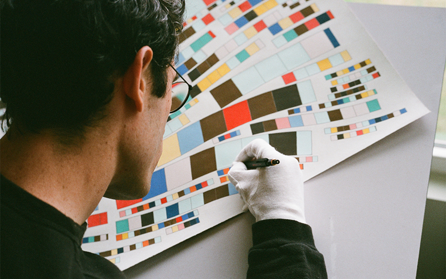 Artist Tyler Hobbs at work. All photos courtesy of the artist, © 2022 Montsho Jarreau Thoth