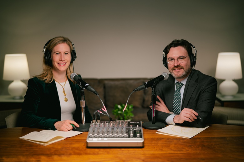 Joanna Ostrem and Joey Quigley recording in the studio