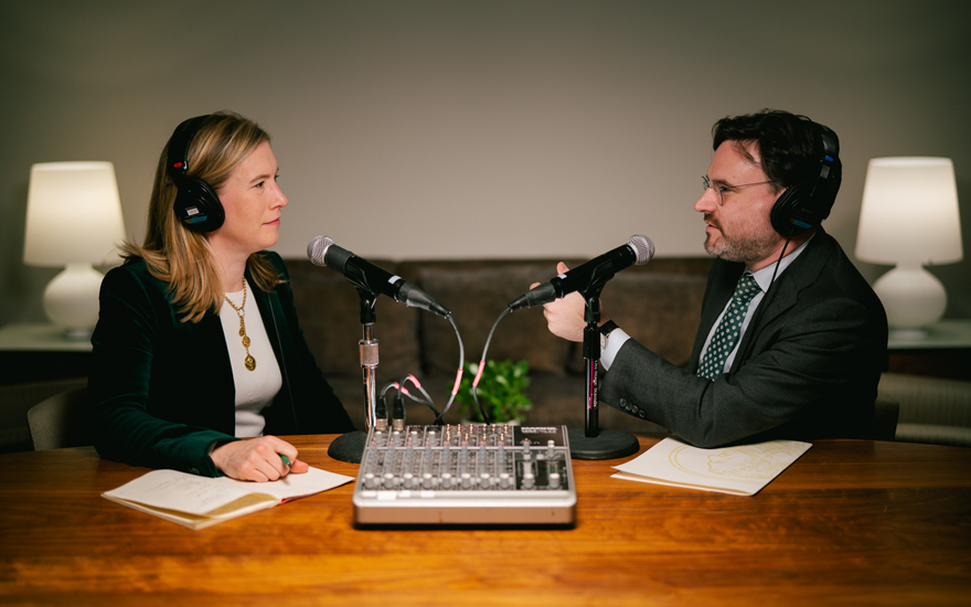 Joanna Ostrem and Joey Quigley recording in the studio