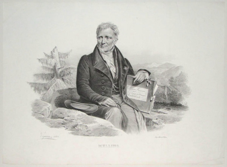 A portrait of Antoine-Ignace Melling, 1830, by Pierre Vigneron (1789–1872). Lithograph after drawing