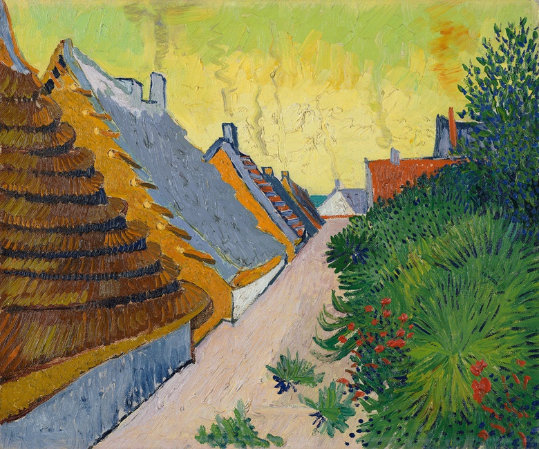 Vincent van Gogh, Houses in Saintes-Maries-de-la-Mer (Mas à Saintes Maries de la Mer), 1888. Oil on canvas. 38.3 x 46.1 cm. Private Collection. Photo courtesy of the owner