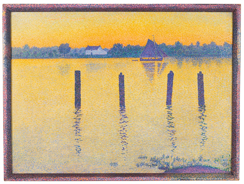 Théo van Rysselberghe, The Scheldt Upstream from Antwerp, Evening (Le Scheldt en amont depuis Anvers, Le Soir), 1892. Oil on canvas. 63 x 87 cm. The Phoebus Foundation, Antwerp. Photo © The Phoebus Foundation, Antwerp