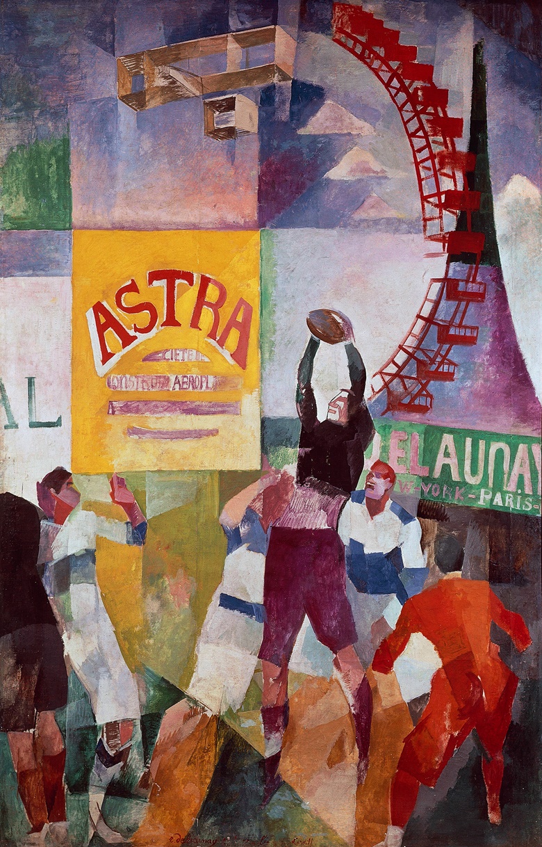 Robert Delaunay (1885-1941), L’equipe de Cardiff (The Cardiff Team), 1912-13. Oil on canvas. Musée d’Art Moderne de la Ville de Paris, France. Photo G. Dagli Orti  © NPL – DeA Picture Library  Bridgeman Images