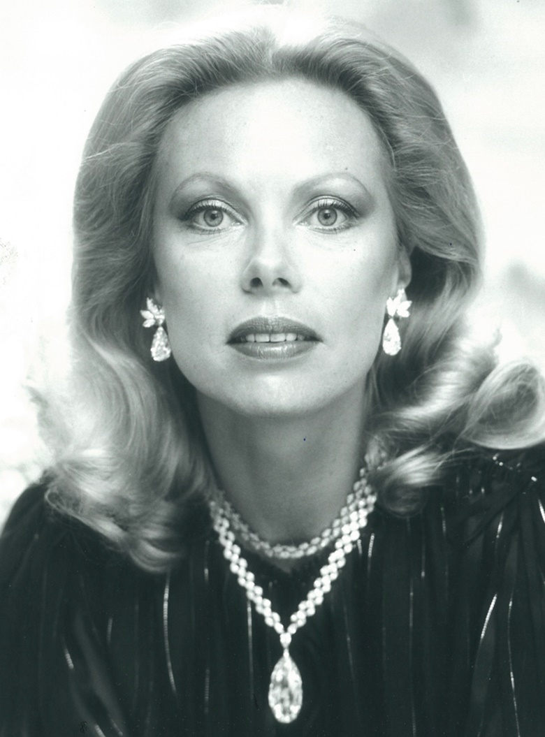 Heidi Horten (1941-2022) wearing the 90.38-carat ‘Briolette of India’ diamond necklace, which will be offered in May 2023 at Christie’s in Geneva