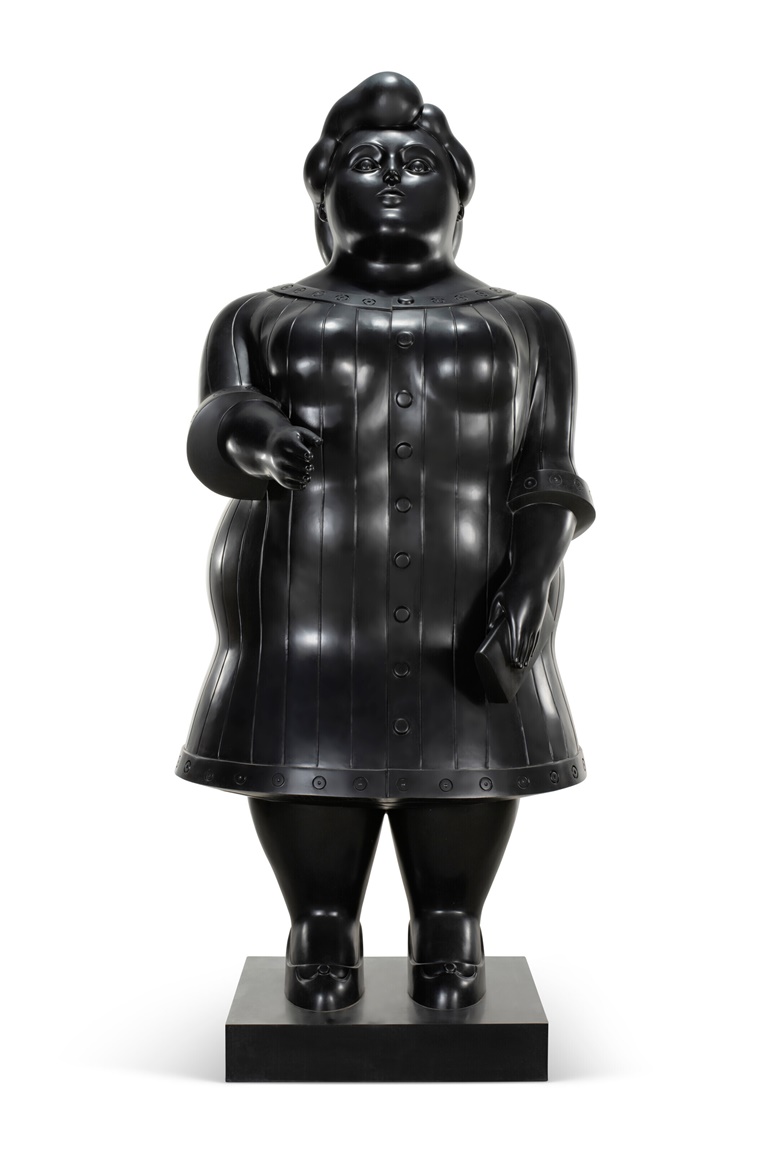 Fernando Botero (b. 1932), Mujer vestida, 2003. Height 142½ in (362 cm) Width 66 in (167.6 cm) Depth 58 in (147.3 cm). Sold for $1,500,000 in Latin American Art on 9 March 2023 at Christies in New York