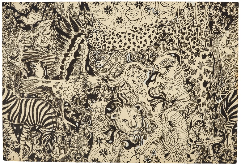 Suzie Zuzek (1920-2011), Tarzan, 1973. Watercolour, ink, and white correction fluid on paper. 30 x 60 in. (76.2 x 152.4 cm). Estimate $5,000-7,000. Offered in Suzie Zuzek The Artist Behind Lilly Pulitzer on 31 March-17 April at Christie’s online. © The Original I.P. LLC