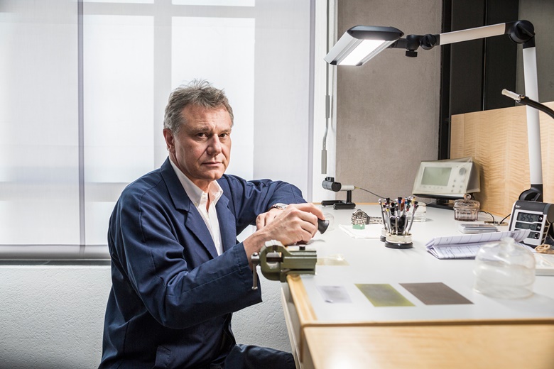François-Paul Journe, founder and owner of F.P. Journe, in his atelier at the company’s headquarters in Geneva, 2016. Photo Pascal Mora  New York Times  Redux  eyevine