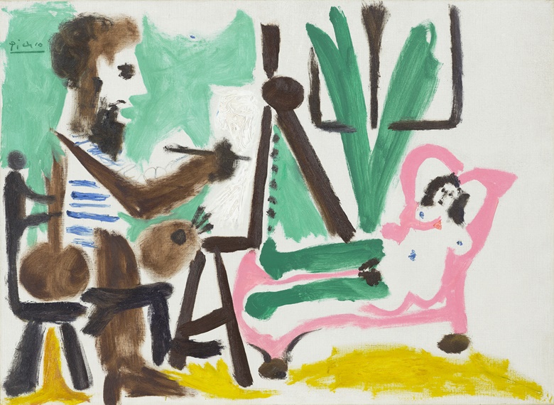 Pablo Picasso (1881-1973), Le peintre et son modèle, 1963. Oil on canvas. 28¾ x 39⅜ in (73 x 100 cm). Estimate $2,500,000-3,500,000. Offered in Impressionist & Modern Art Day Sale on 13 May 2023 at Christie’s in New York