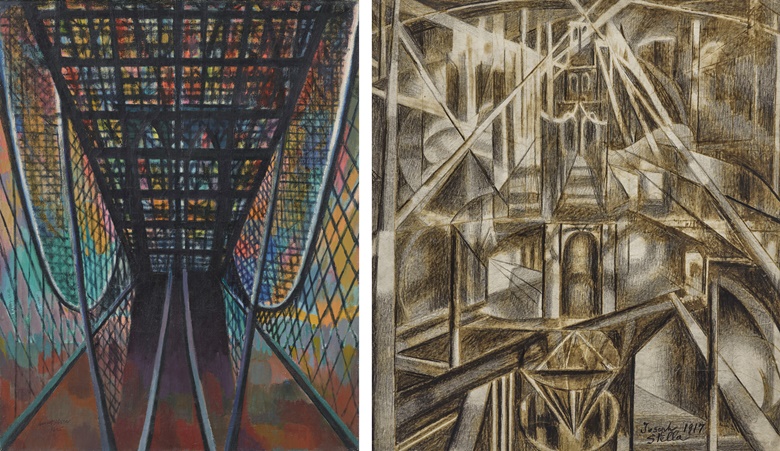 Left August Mosca (1909-2003), Under the Brooklyn Bridge, 1945. Oil on canvas. 30 x 24 in (76.2 x 60.9 cm). Sold for $36,540; Right Joseph Stella (1877-1946), Brooklyn Bridge. Crayon and pencil over photograph. 17 x 15¼ in (43.2 x 38.7 cm). Sold for $264,600. Both sold in
Modern American Masterworks from the Ted Shen Collection on 21 April 2023 at Christie’s in New York