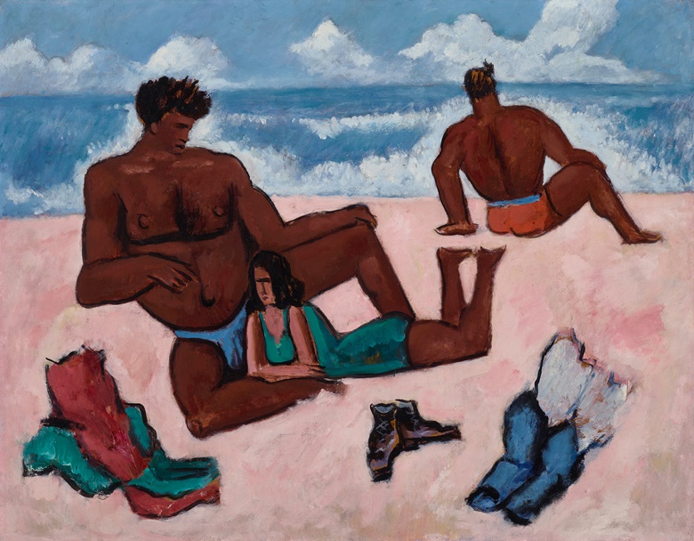 Marsden Hartley (1877-1943), On the Beach, c. 1940-41. 22 x 28 in (55.9 x 71.1 cm). Sold for $1,865,000 in Modern American Masterworks from the Ted Shen Collection on 21 April 2023 at Christie’s in New York