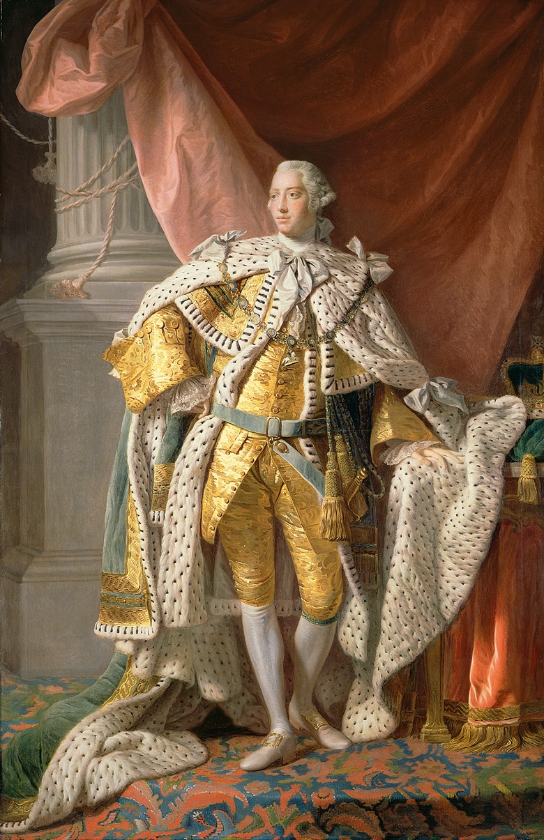 Allan Ramsay (1713-1784), George III (1738-1820), 1766. Oil on canvas. Blickling Hall, Norfolk, UK. George’s coronation took place on 22 September 1761. The prime version of this portrait, from 1761-2, is in the Royal Collection. Photo National Trust Photographic Library  Christopher Hurst  Bridgeman Images