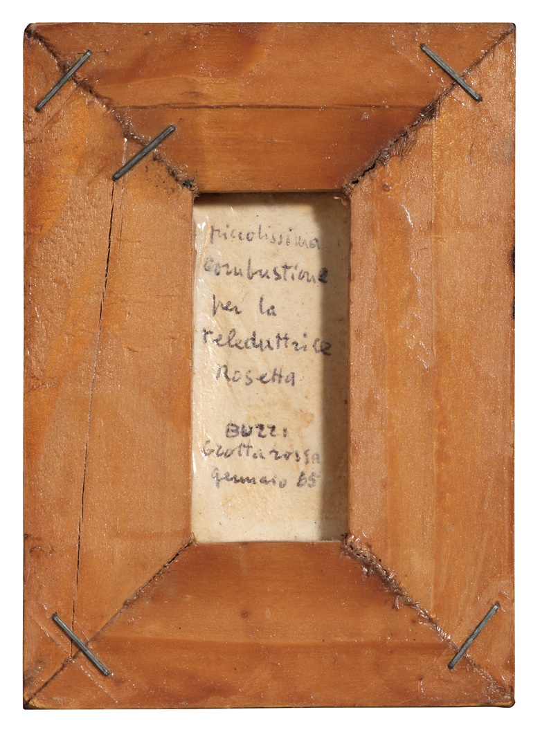 ‘A very small combustion for the editor Rosetta’ — Alberto Burri’s gift to Rosetta Loy, Combustione, 1965 (verso), offered in the 20th21st Century Milan Online Sale until 31 May 2023 at Christie’s Online