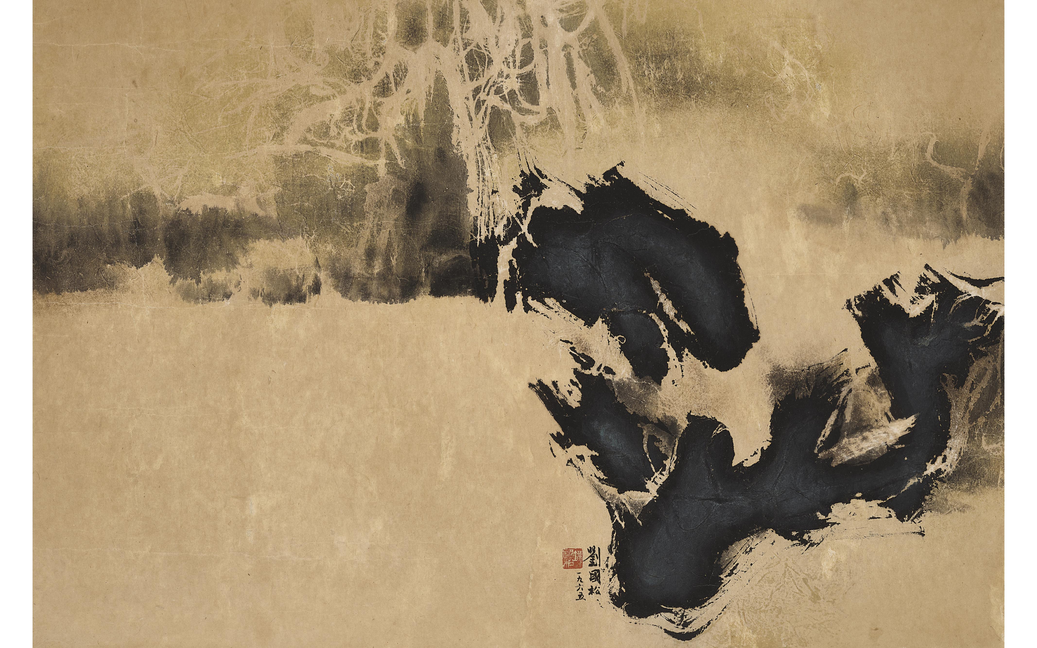 Liu Kuo-Sung (Liu Guosong, b. 1932), Dusk, 1965. 58.3 x 86.3 cm (23 x 34 in). Estimate HK$300,000-400,000. Offered in Fine Chinese Modern and Contemporary Ink Paintings on 31 May 2023 at