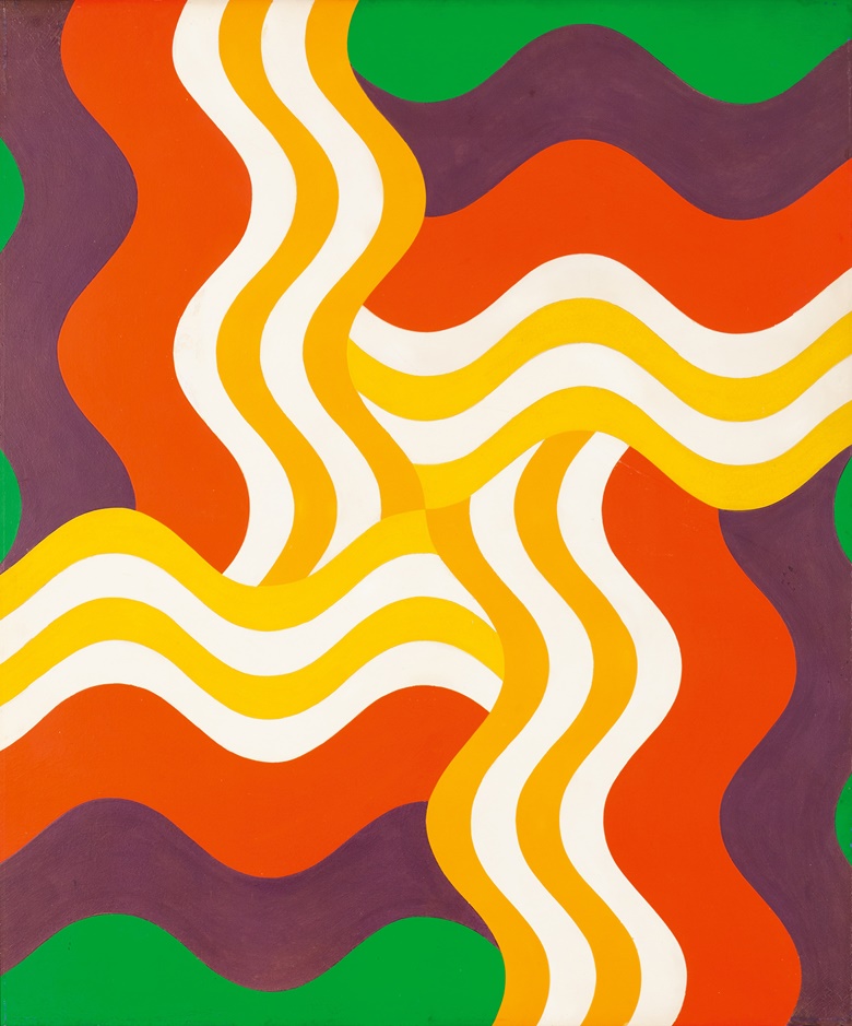 Mohamed Melehi (1936-2020), Composition, 1970. Acrylic paint on cardboard. 120 x 100 cm. Courtesy of the artist, MACAAL and Fondation Alliances