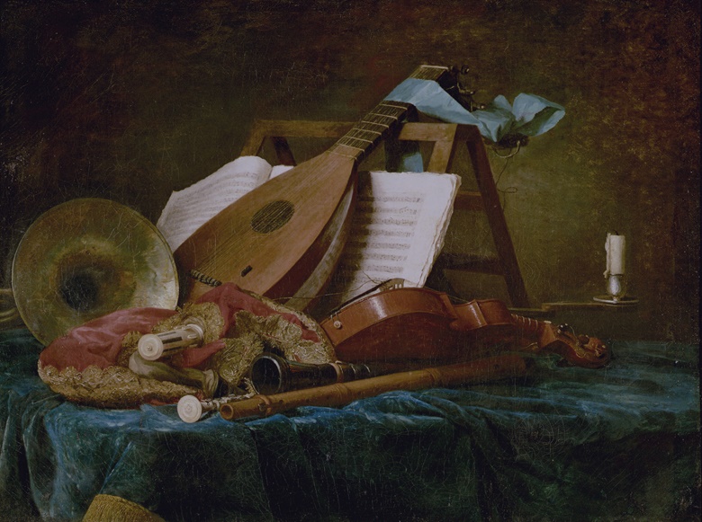 Anne Vallayer-Coster (1744-1818), Instruments de musique, 1770. Oil on canvas. 88 x 116 cm. Musée du Louvre, Paris. Photo © Peter Willi  Bridgeman Images