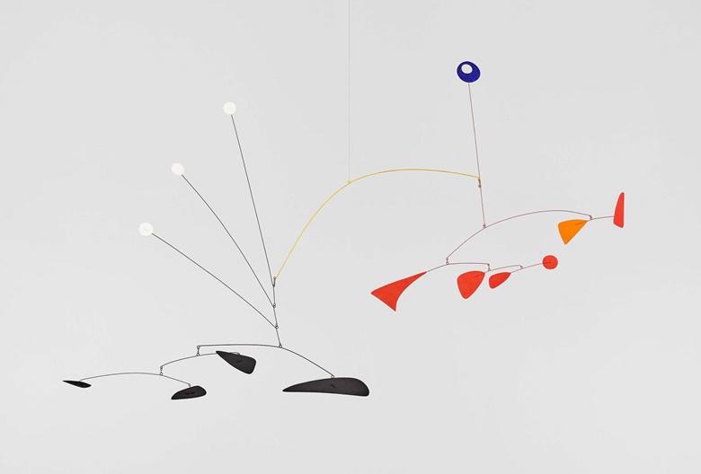 Alexander Calder (1898-1976), Untitled, 1949. Sheet metal, wire and paint. 41 x 61 x 10 in (104.1 x 154.9 x 25.4 cm). Sold in $2,591,000 in A Century of Art The Gerald Fineberg Collection Part I on 17 May 2023 at Christie’s in New York