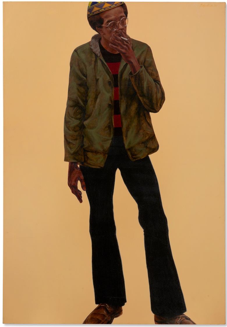 Barkley Hendricks, Stanley, 1971. Oil on canvas. 72 x 49⅝ in (182.8 x 127 cm). Offered in A Century of Art The Gerald Fineberg Collection Part I in May 2023 at Christies in New York