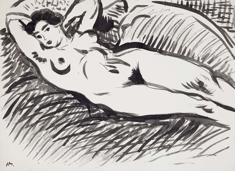 Henri Matisse (1869-1954), Nu allongé sur un sofa, c. 1927. Brush and India ink on paper. 10⅞ x 14⅞ in (27.6 x 37.7 cm). Sold for $126,000 in Post-War & Contemporary Art Day Sale on 12 May 2023 at Christie’s New York