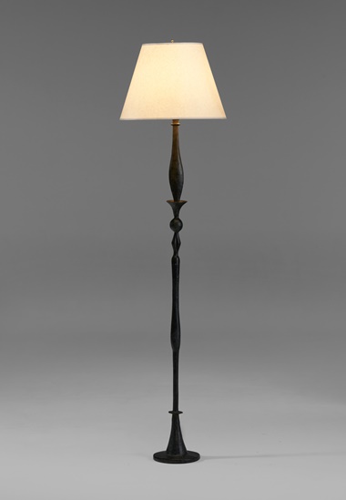 Alberto Giacometti (1901-1966), Grande Feuille floor lamp, c. 1933-34. Patinated bronze, paper shade. 71 in (180.4 cm) high, 18¼ in (46.3 cm) diameter of shade. Estimate $300,000-500,000. Offered in  Design on 8 June 2023 at Christie’s in New York