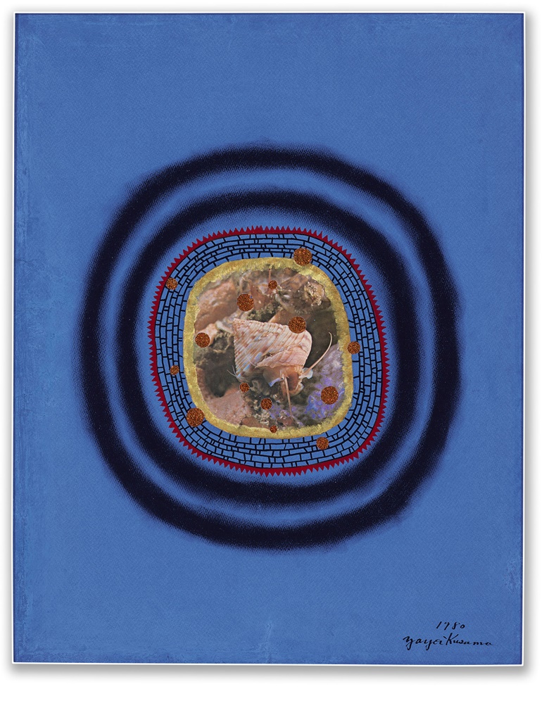 Yayoi Kusama (b. 1929), Shellfish, 1980. Gouache, pastel, ink and printed paper collage mounted on panel. 26 x 20 ⅜ in (66 x 51.7 cm). Sold for $43,750 on 1 October 2021 at Christie's in New York