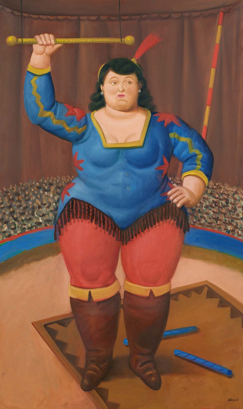 Fernando Botero (b. 1932), Circus Woman, 2007. Oil on canvas. 64⅝ x 38¾ in (161.8 x 98.4 cm). Estimate $500,000-700,000. Offered in Latin American Art on 9 March 2023 at Christie’s New York