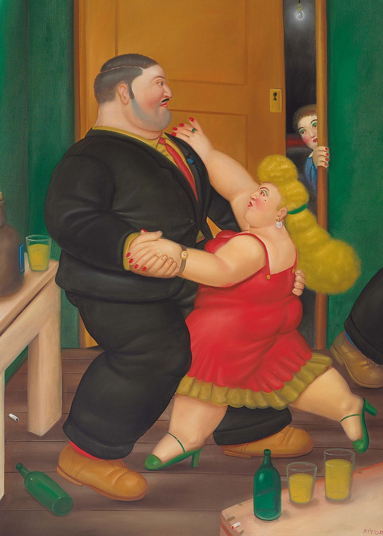 Fernando Botero (b. 1932), Dancing Couple, 1982. Oil on canvas. Height 142½ in (362 cm); width 66 in (167.6 cm.); depth 58 in (147.3 cm). Estimate $800,000-1,200,000. Offered in Latin American Art on 9 March 2023 at Christie’s New York