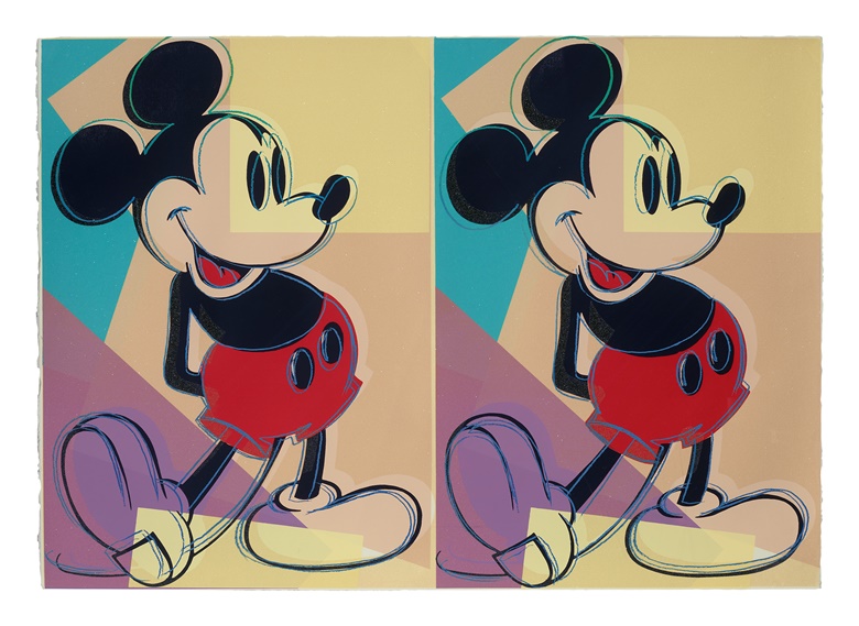 Andy Warhol (1928-1987), Double Mickey Mouse, 1981. Screenprint in colours with diamond dust. Sheet 30½ x 43 in (775 x 1092 mm). Estimate $300,000-$500,000. Offered in Prints and Multiples on 27 October 2022 at Christies New York