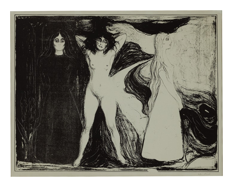 Edvard Munch (1863-1944), Das Weib (Woman), 1899. Lithograph. Image 18⅛ x 23½ in (460 x 597 mm), Sheet 19⅝ x 25½ in (500 x 650 mm). Estimate $40,000-$60,000. Offered in Prints and Multiples on 27 October 2022 at Christies New York