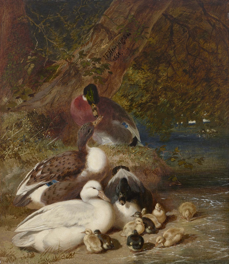 John Frederick Herring Senior (1795-1865), Ducks and Ducklings, 1851. Oil on panel. 16 x 13⅞ in (40.6 x 35 cm). Estimate $10,000-15,000. Offered in European Art from 17 January-1 February 2023 at Christie’s online