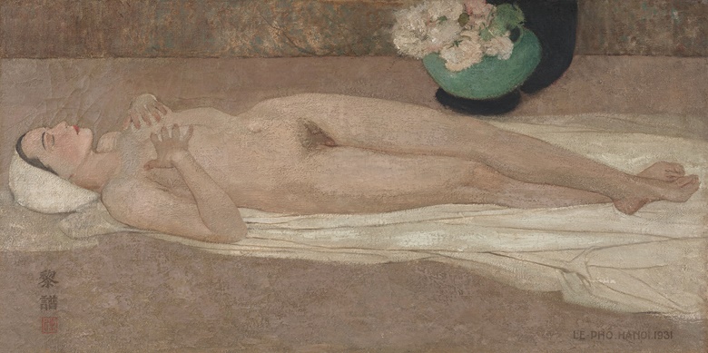 黎谱（1907–2001），《裸女》。油彩 画布，90.5 x 180.5 公分（35 58 x 71 18 英寸），1931年作。此拍品于2019年5月26日二十世纪及当代艺术上午拍卖中以10,925,000港元成交，刷新艺术家拍卖世界纪录