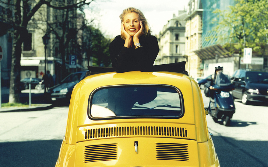 Marion Lambert and one of her beloved Fiats. Photo © Christie’s Limited 2021