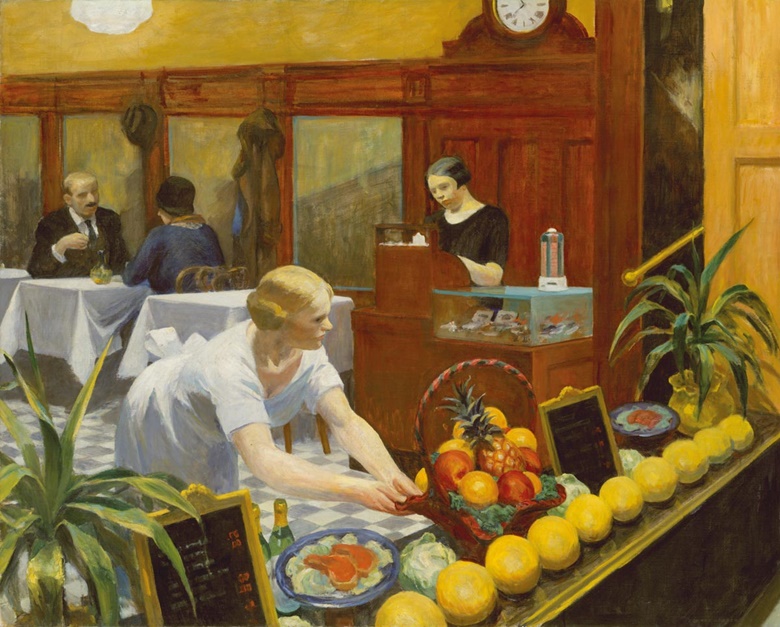 Edward Hopper, Tables for Ladies, 1930. Metropolitan Museum of Art, New York. © 2018 Heirs of Josephine Hopper  Licensed by VAGA at Artists Rights Society (ARS), NY. Photo © The Metropolitan Museum of Art. Image source Art Resource, NY.