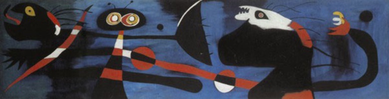 Painting by Spanish modernist painter Joan Miró entitled 'Burnt canvas 5'  (1973) on display in the Fundació Joan Miró (Joan Miró Foundation) in  Barcelona, Catalonia, Spain Stock Photo - Alamy