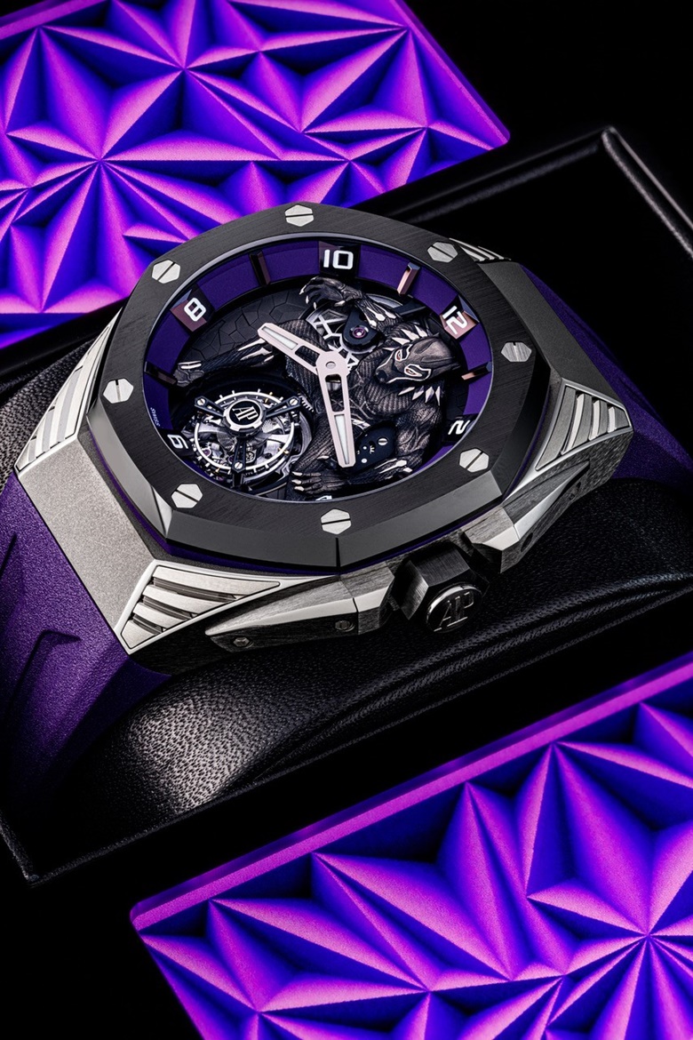 Audemars Piguet x Marvel, Limited-Edition Royal Oak Concept Black Panther, c. 2021. Estimate HK$3,000,000-5,000,000. Offered in The Marvelous Sale, 24 August-7 September, Online