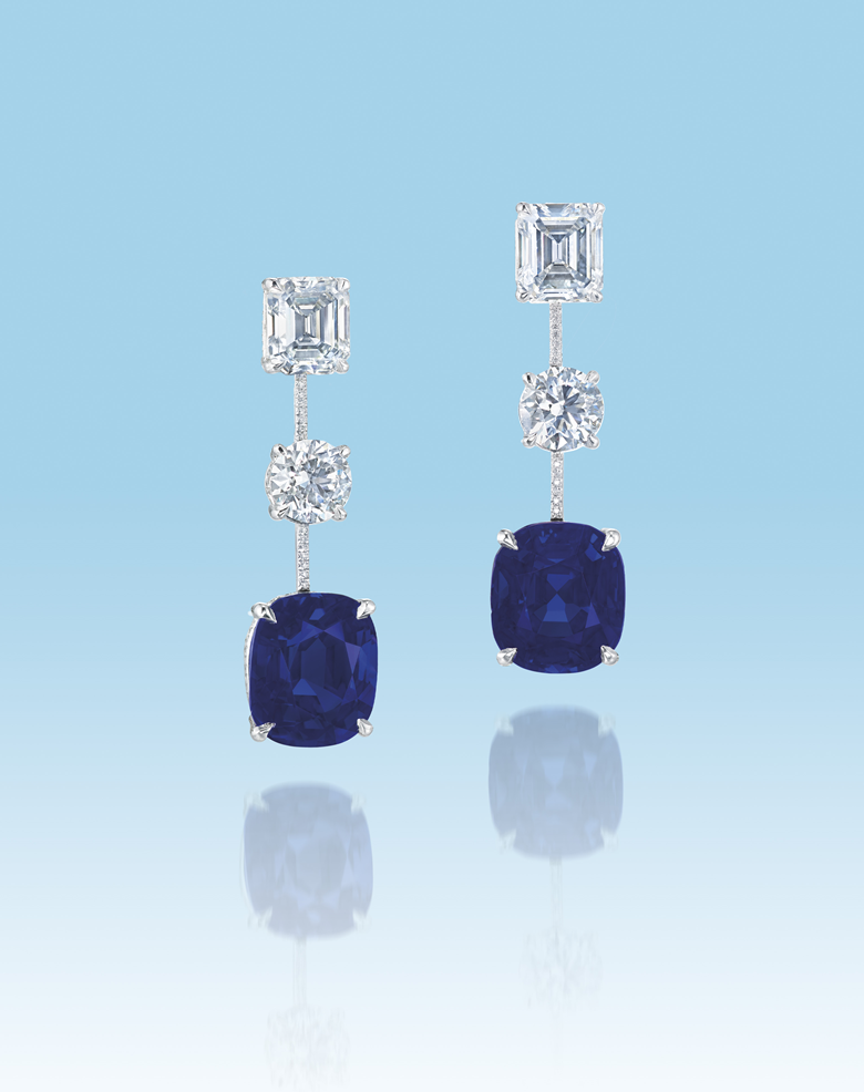 Superb sapphire and diamond earrings. Estimate HK$22,000,000-30,000,000. Offered in Magnificent Jewels on 28 November at Christie’s in Hong Kong