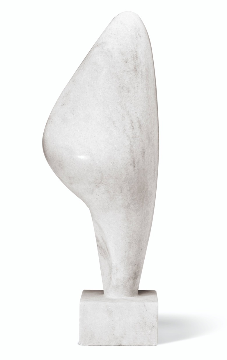 Jean (Hans) Arp (1895-1965), Bourgeon déclair, executed in 1965; unique. Crystalline marble. Height 23 in (58.5 cm). Estimate $300,000-500,000. Offered in Impressionist and Modern Art Day Sale on 14 May at Christie’s in New York