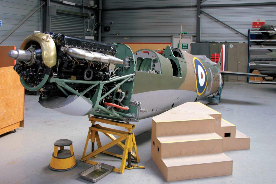 The completed fuselage painted in authentic period markings