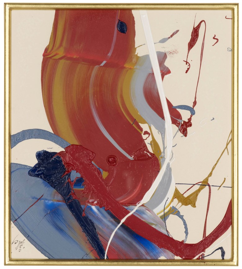 Kazuo Shiraga (1924-2008), Untitled, executed after 1970s. Oil on card. 10⅝ x 9½ in (27 x 24 cm). Estimate                    £8,000-12,000. Offered in First Open Online, 12-20 September 2018