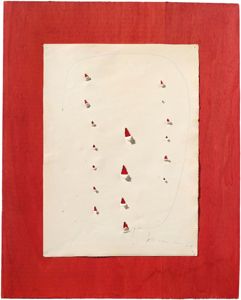 Lucio Fontana (1899-1968), Concetto spaziale, 1960. Ballpoint pen and incisions on paper on board. Estimate                    £15,000-20,000. Offered in First Open Online, 12-20 September 2018